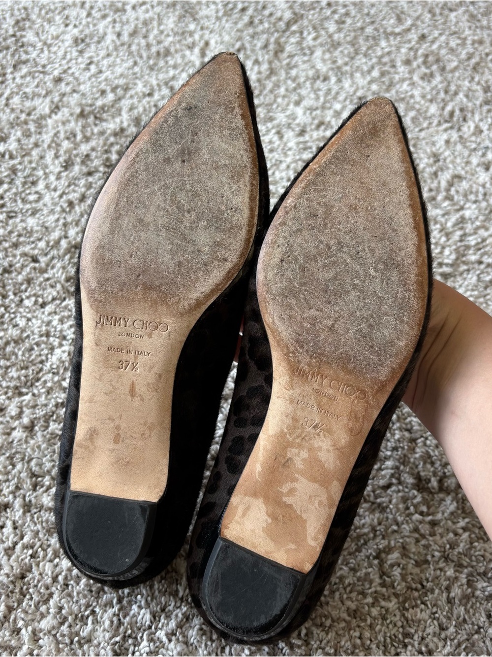 Jimmy Choo Leopard Print Pointed Toe Flats - Picture 5 of 7